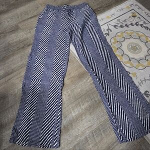 Michael Kors Navy and White Chevron Wide-Leg Pants SIZE 2 Run Big